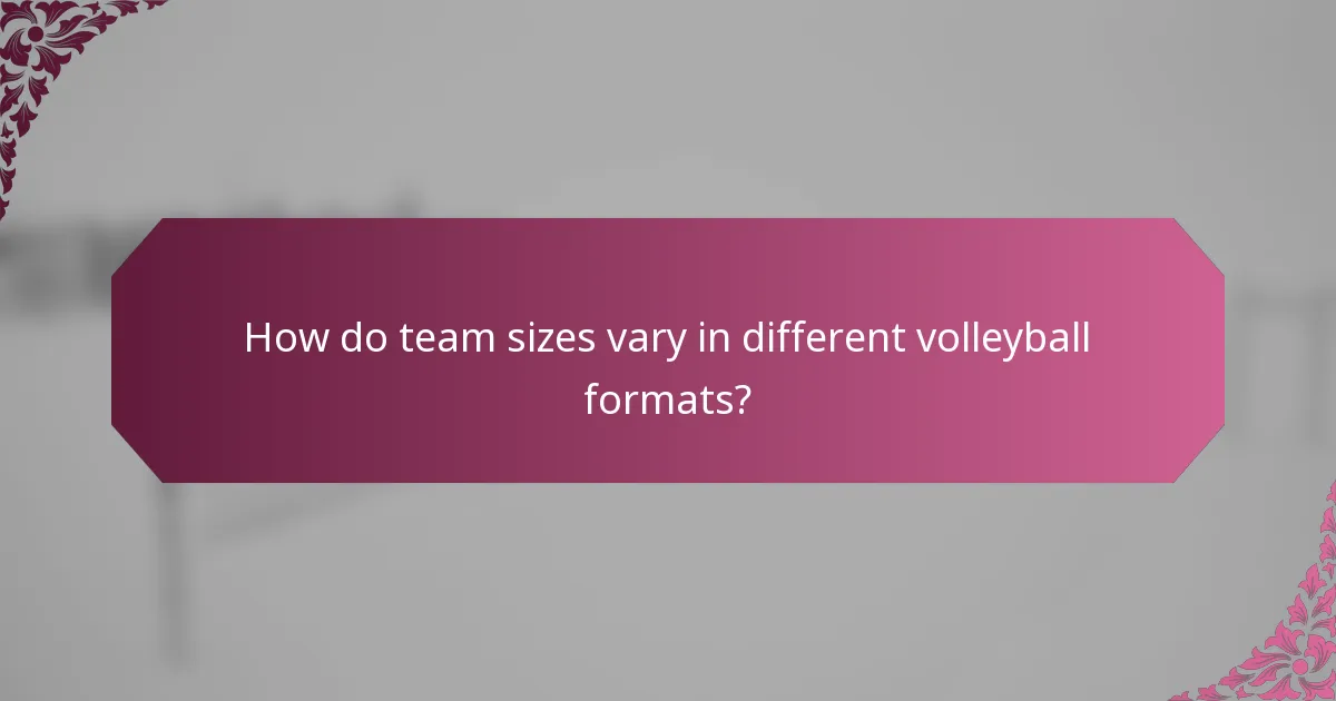 How do team sizes vary in different volleyball formats?