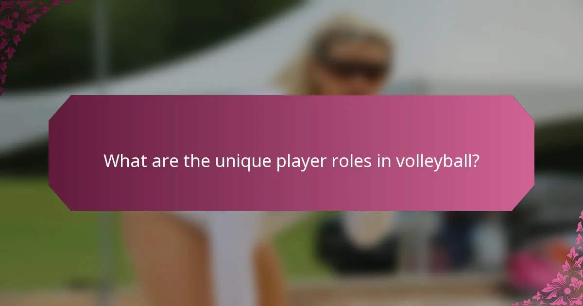 What are the unique player roles in volleyball?